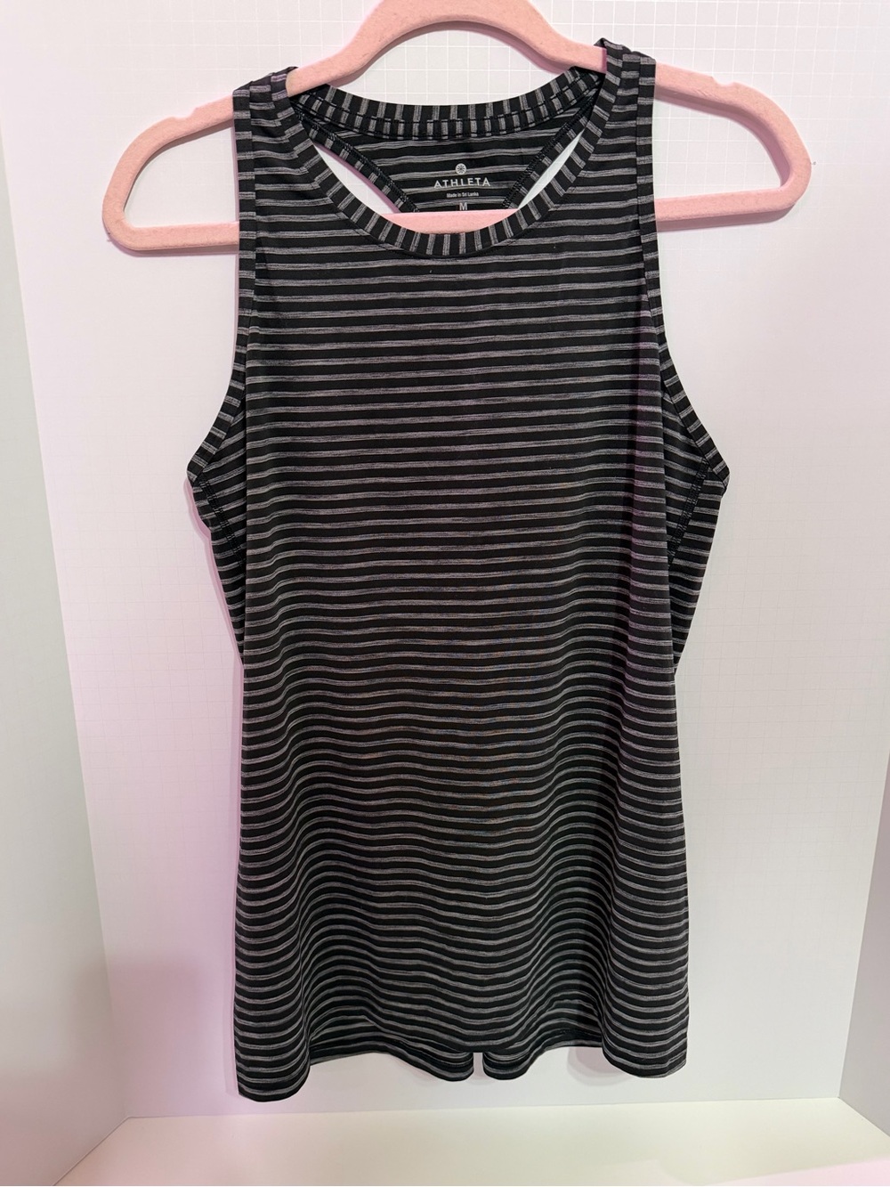 Athleta Black and Gray Striped Tank Top